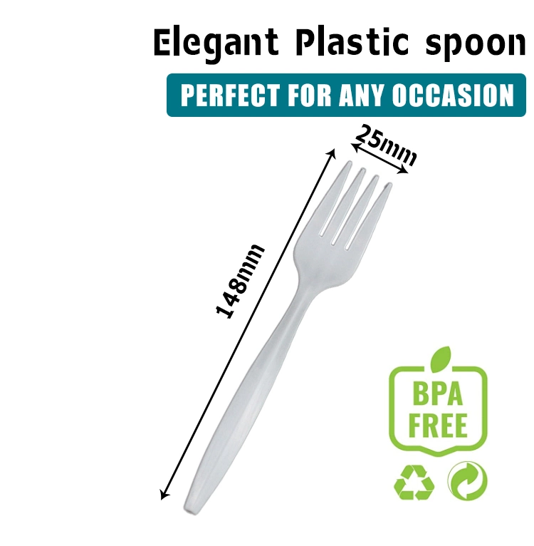 2.5g PP Fork Disposable Plastic Cutlery 148mm Length PP Plastic Fork White Custom for Restaurant